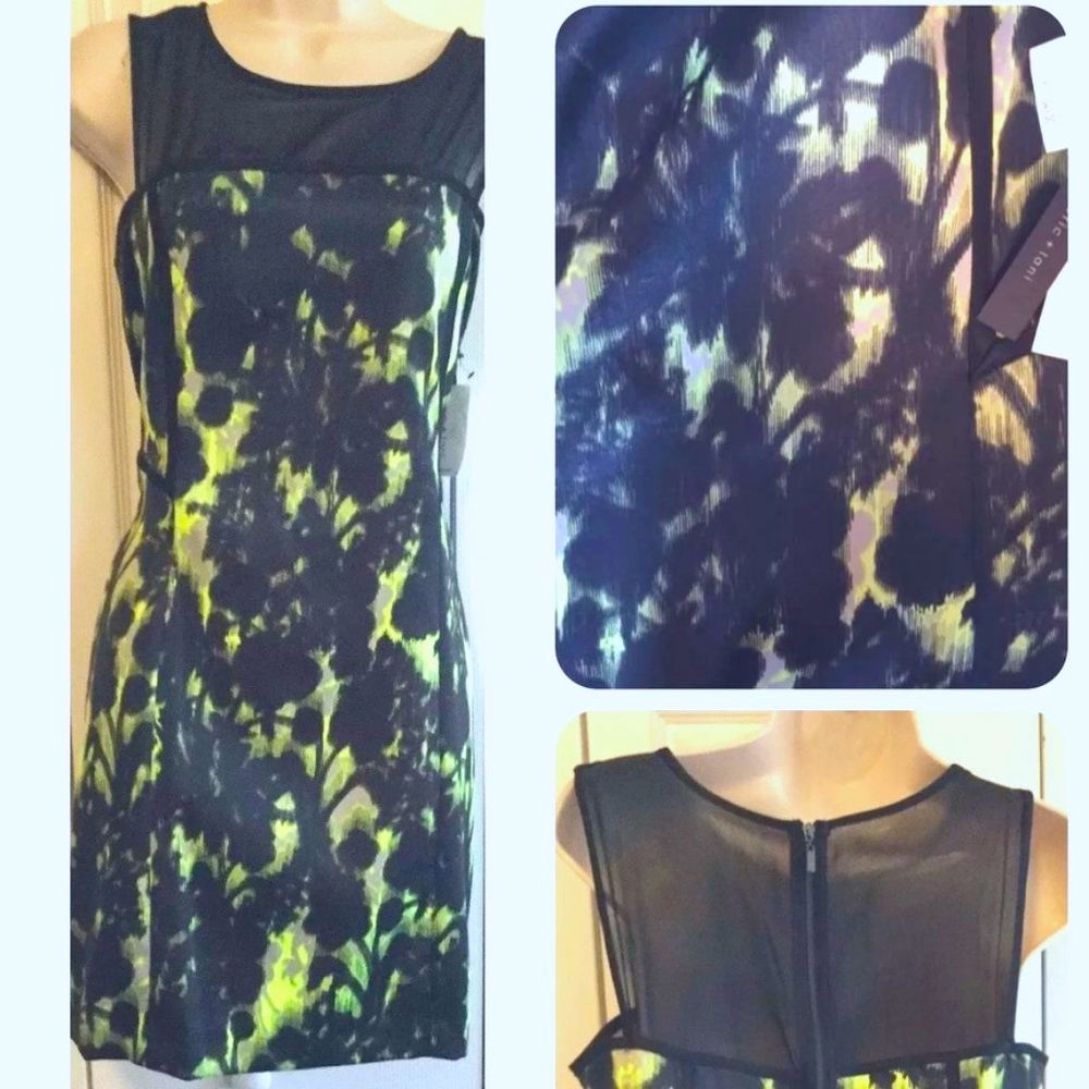 Erick + Lani Sheer Neckline Dress Size Large
